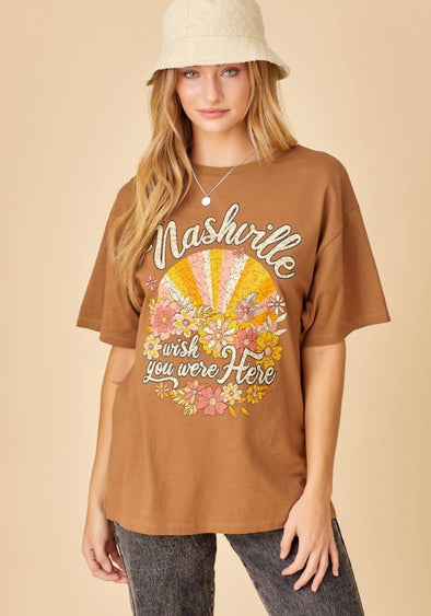 Brown Nashville graphic tee
