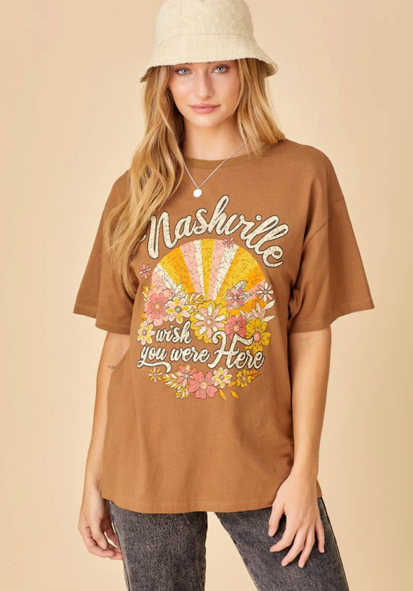Brown Nashville graphic tee