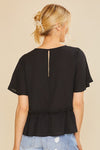 Black asymmetric frill top