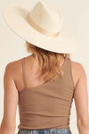 Taupe waffle knit asymmetrical tank