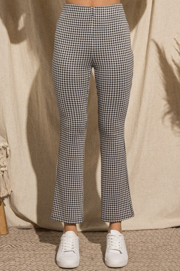 Black High Waist Gingham Pants