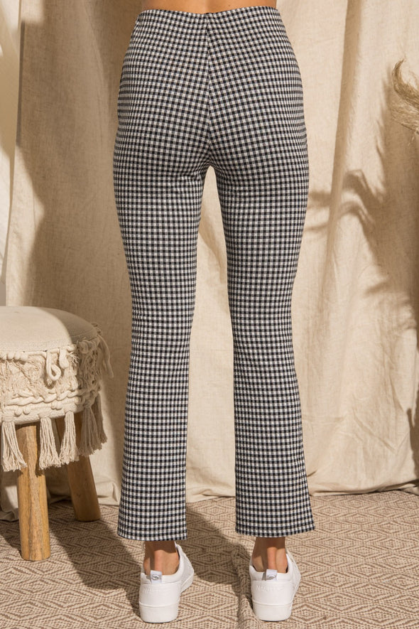 Black High Waist Gingham Pants
